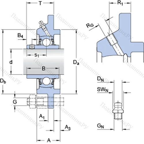 Фланцевые подшипниковые узлы типа Y (литой корпус, круглый фланец, крепление стопорными винтами) FYC 20 TF