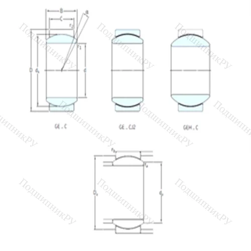 Подшипник скольжения сферический GEH 10C