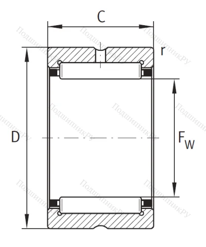 Игольчатый подшипник NK 12/16 XL от производителя  INA