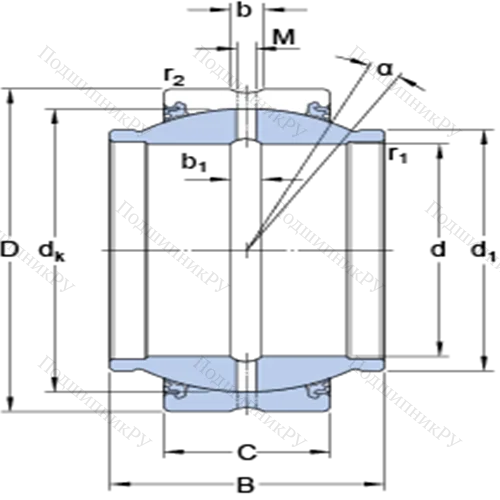 Радиальные сферические подшипники скольжения с контактными поверхностями сталь/сталь, требующие техобслуживания GEZM 408 ESX-2LS