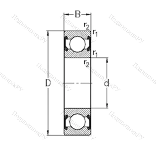 Подшипник шариковый радиальный 62/28-2RS 2