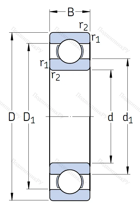 Однорядный шариковый подшипник 16008