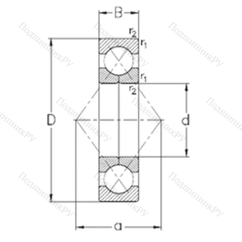 Подшипник шариковый радиально-упорный с четырёхточечным QJ 313-MPA