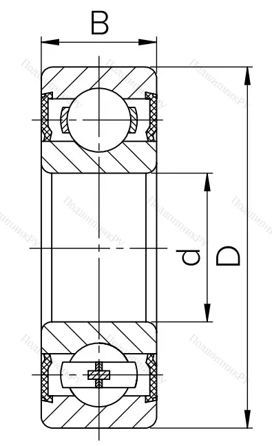 Шариковый однорядный подшипник 1000803 2RS (6803 2RS)