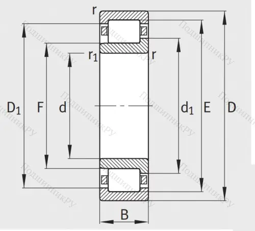 Роликовый цилиндрический подшипник NJ 311 E XL TVP 2 от производителя  FAG