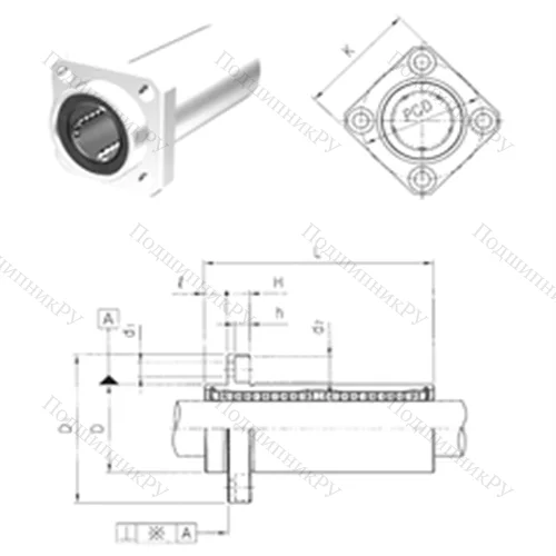 Подшипник шариковый линейный LMKP 50LUU