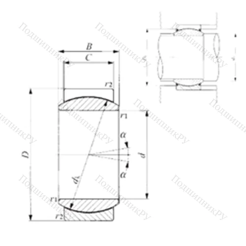 Подшипник скольжения сферический GE 25EC от производителя  IKO