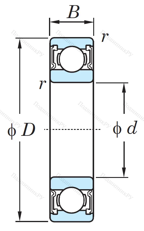 Однорядный шариковый подшипник 6219 2RS