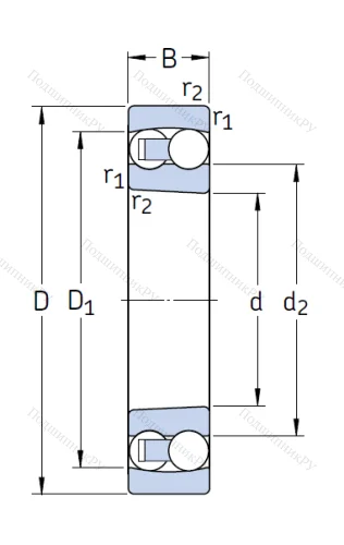 Двухрядный шариковый подшипник 2316 KM/C 3 от производителя  SKF