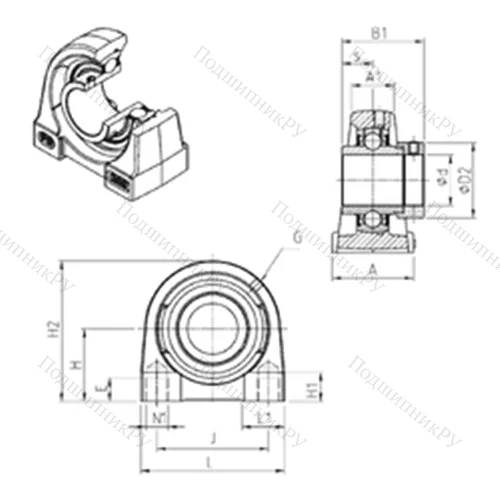 Подшипниковый узел шариковый радиальный EXPG 206