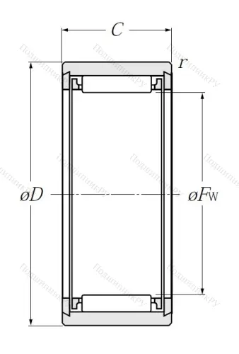 Игольчатый подшипник NK 12/12 от производителя  NTN