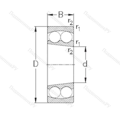 Подшипник шариковый радиальный самоцентрирующийся 1316-K