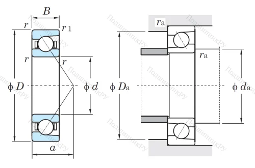 Однорядный шариковый подшипник 7003 FY (46103 Л ГОСТ) от производителя  KOYO
