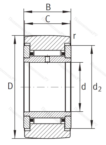 Игольчатый подшипник NATR 5 от производителя  INA