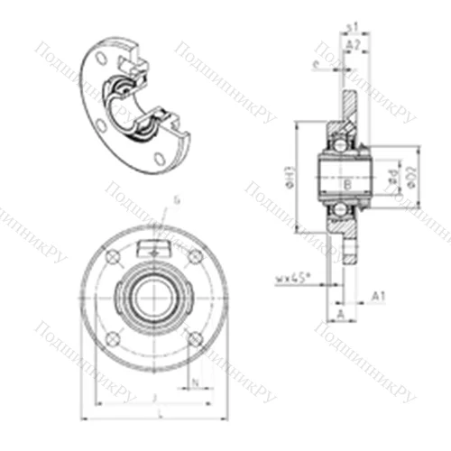 Подшипниковый узел шариковый радиальный UKFCE 218H