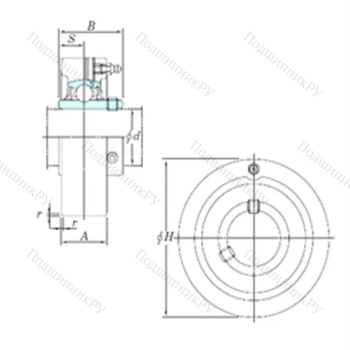 Подшипниковый узел шариковый радиальный UCC 208-24