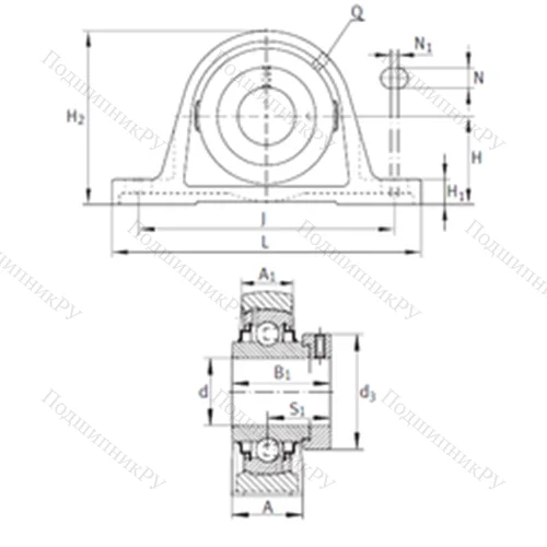 Подшипниковый узел шариковый радиальный RASE 1-1/8