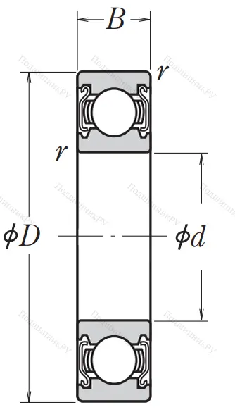 Однорядный шариковый подшипник 6222 ZZ C 3 E