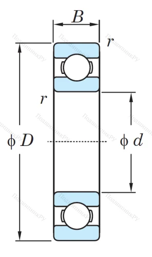Однорядный шариковый подшипник 6216 от производителя  KOYO