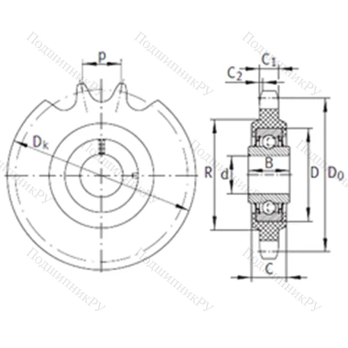 Подшипниковый узел шариковый радиальный KSR 16-L 0-08-10-16-22