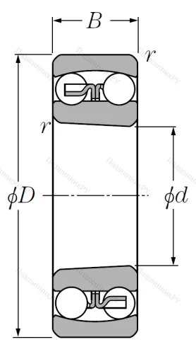 Двухрядный шариковый подшипник 1310 SK
