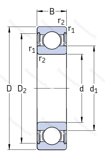 Шариковый однорядный подшипник 180214 (6214 2RS) в Чите