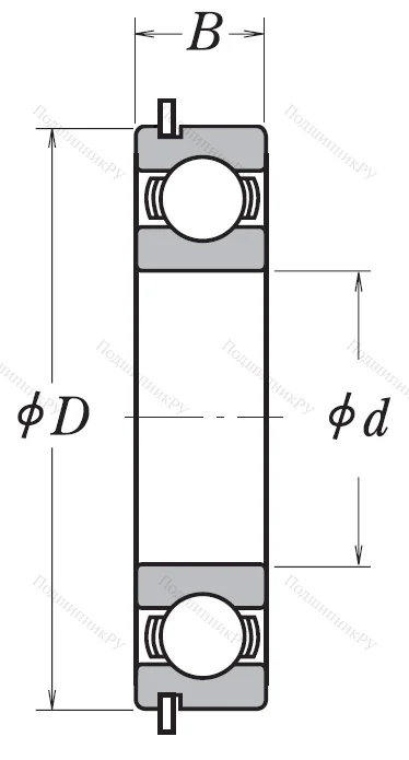 Однорядный шариковый подшипник 6206 DDU NR