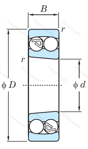 Двухрядный шариковый подшипник 1310 K