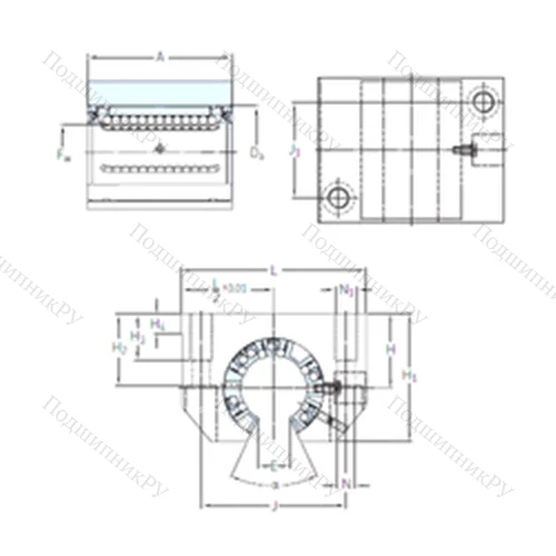 Подшипник шариковый линейный LUNF 16-2LS