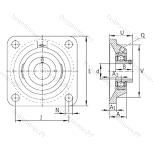 Подшипниковый узел шариковый радиальный PCJY 60-N