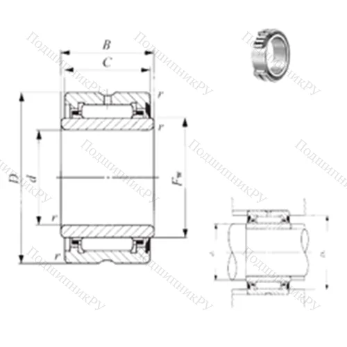Подшипник игольчатый радиальный NA 69/28U